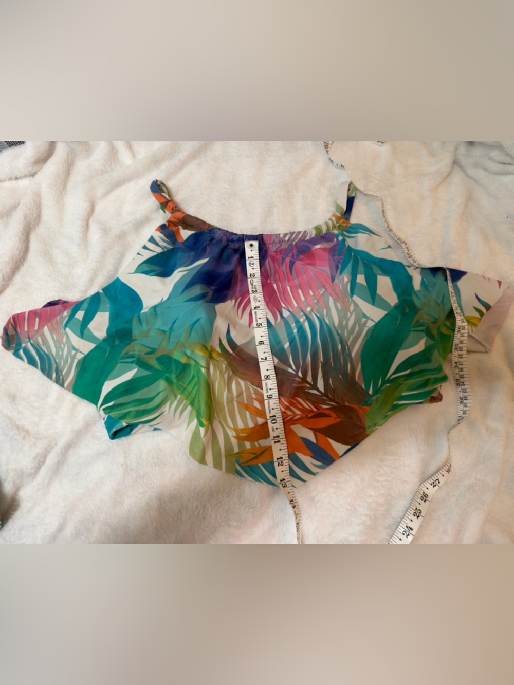 Cacique Tropical Leaf Print Swim Top in Teal, Green, Pink, Blue
